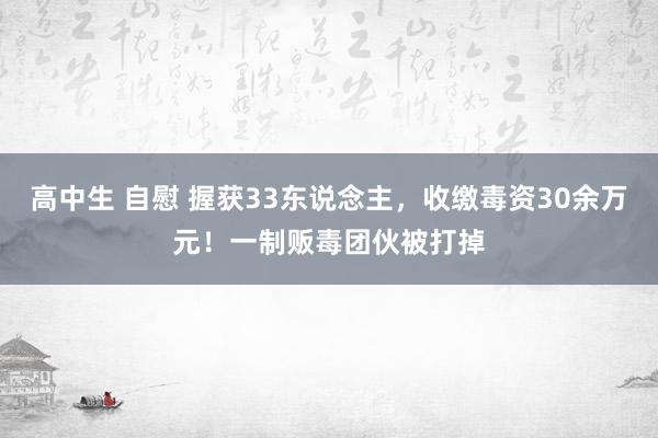 高中生 自慰 握获33东说念主，收缴毒资30余万元！一制贩毒团伙被打掉