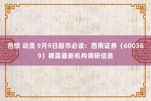 色情 动漫 9月9日股市必读：西南证券（600369）裸露最新机构调研信息