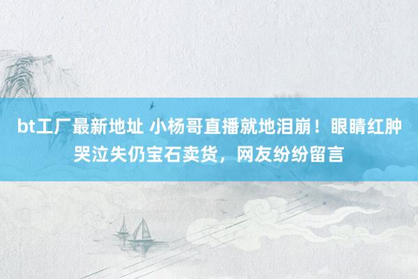 bt工厂最新地址 小杨哥直播就地泪崩！眼睛红肿哭泣失仍宝石卖货，网友纷纷留言