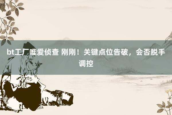 bt工厂唯爱侦查 刚刚！关键点位告破，会否脱手调控