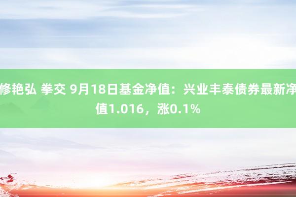 修艳弘 拳交 9月18日基金净值：兴业丰泰债券最新净值1.016，涨0.1%