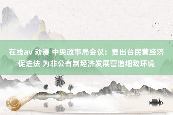 在线av 动漫 中央政事局会议：要出台民营经济促进法 为非公有制经济发展营造细致环境