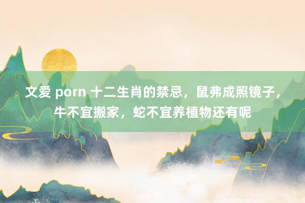 文爱 porn 十二生肖的禁忌，鼠弗成照镜子，牛不宜搬家，蛇不宜养植物还有呢