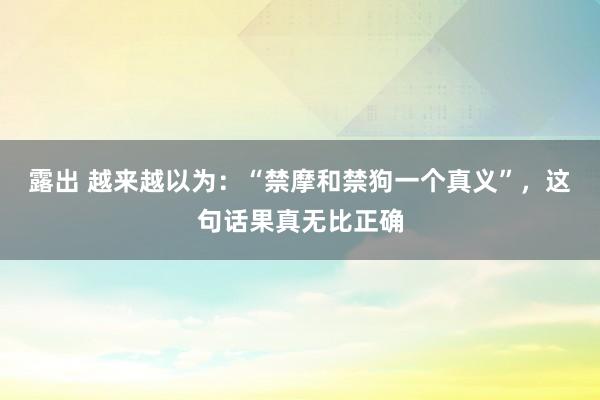 露出 越来越以为：“禁摩和禁狗一个真义”，这句话果真无比正确