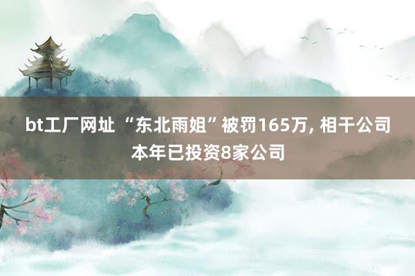 bt工厂网址 “东北雨姐”被罚165万， 相干公司本年已投资8家公司