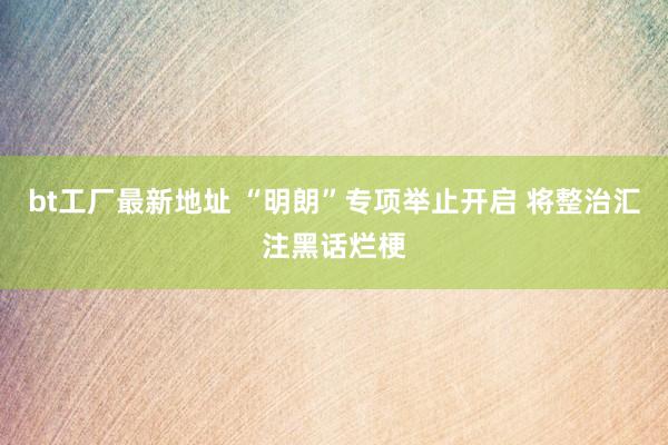 bt工厂最新地址 “明朗”专项举止开启 将整治汇注黑话烂梗