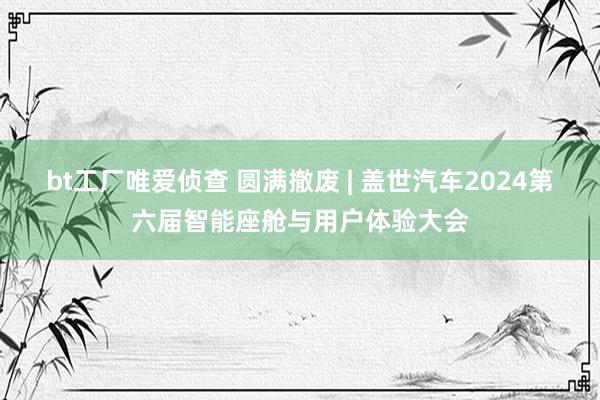 bt工厂唯爱侦查 圆满撤废 | 盖世汽车2024第六届智能座舱与用户体验大会