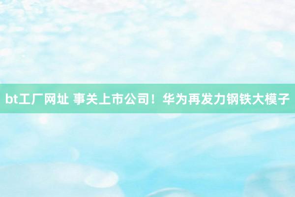 bt工厂网址 事关上市公司！华为再发力钢铁大模子