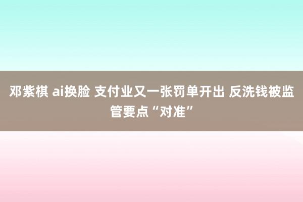 邓紫棋 ai换脸 支付业又一张罚单开出 反洗钱被监管要点“对准”